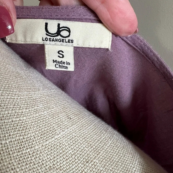 Ya Los Angeles Purple with Off White Lace design pullover dress.  Size small - Picture 3 of 5